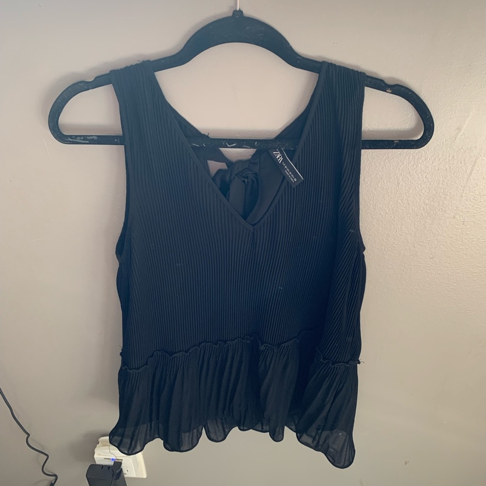 Zara black chiffon tank. Size M